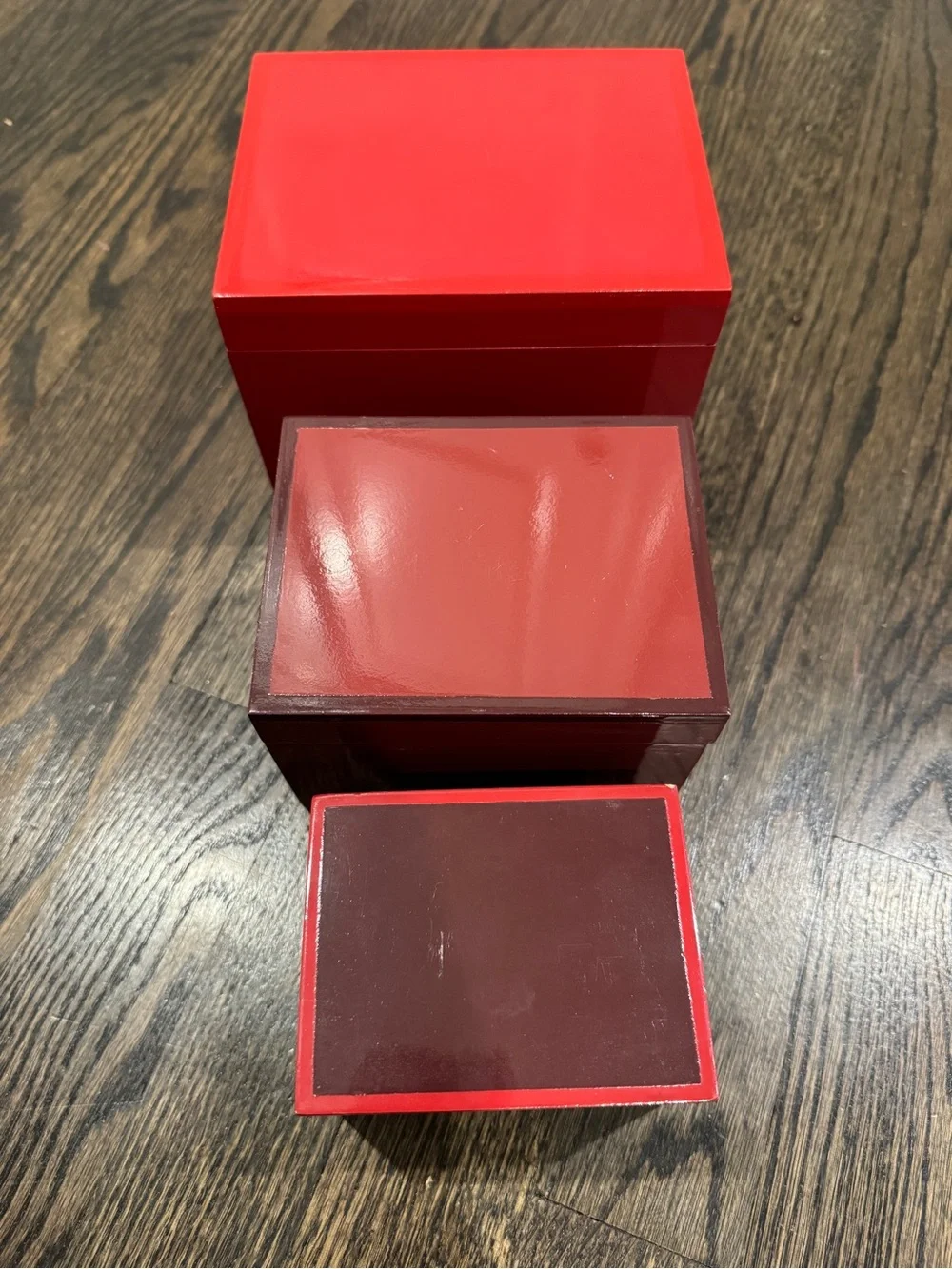 West Elm • Set of 3 Nesting Lacquer Boxes With Lids Jewelry Trinket Decor
